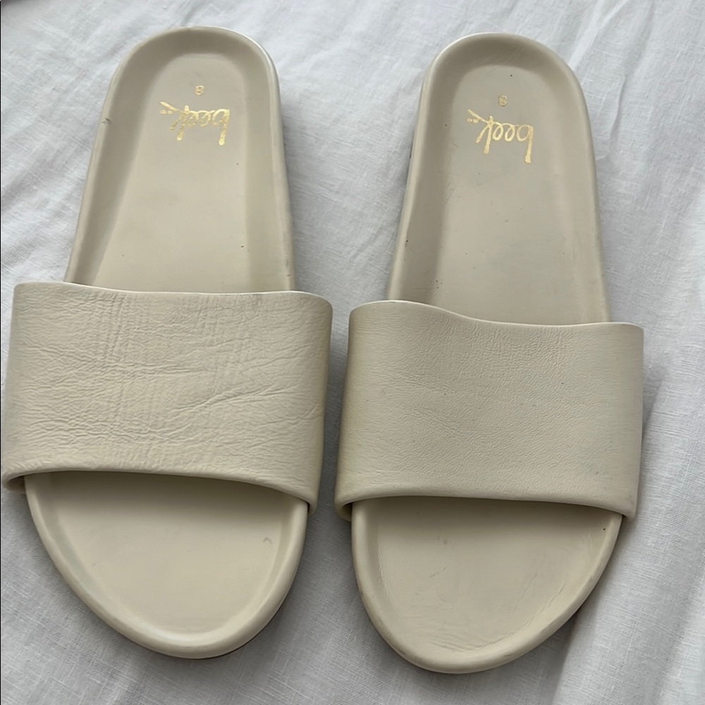 NEW Beek Beige Slide Sandals — Minimal Leather Women's Slides